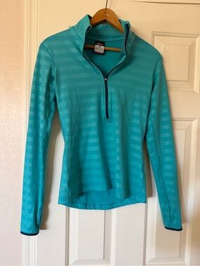 Nike Turquoise Quarter-Zip Long-Sleeve Performance Top